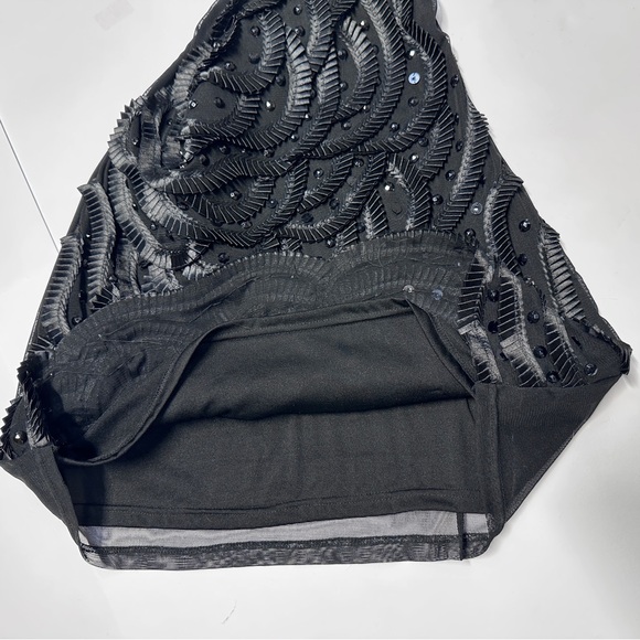 Pretty Angel Ruffled Ribbon Embellished Rhinestone Mesh Bodycon Dress Medium - Picture 7 of 13